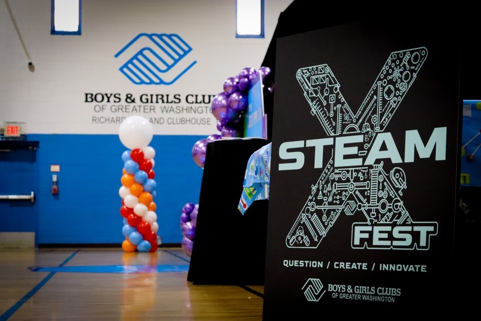 STEAM X Fest sign inside the Boys and Girls Club of Greater Washington